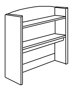 Shaker Double Shelf Carrel w\/Open Back, 36"W